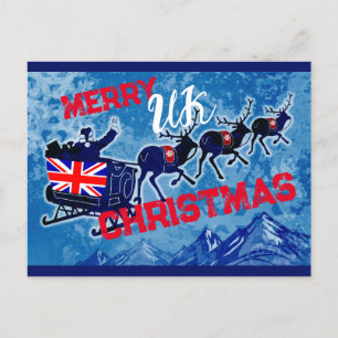 Joyeux drapeau britannique carte postale de Noël