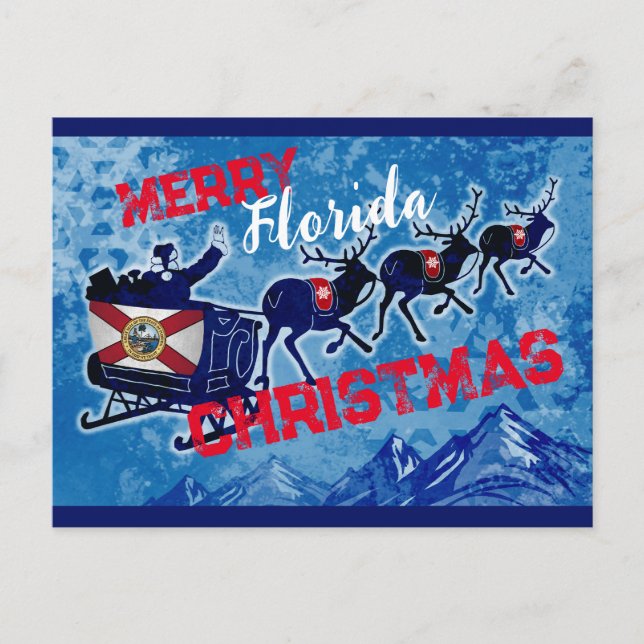 Joyeux drapeau de Floride carte postale de Noël (Devant)
