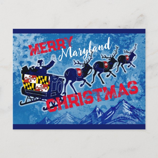 Joyeux drapeau du Maryland Carte postale de Noël (Devant)