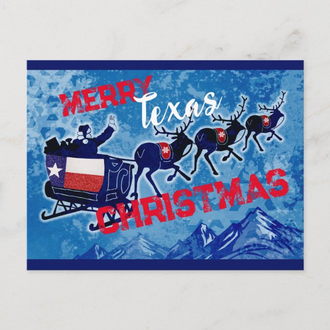Joyeux drapeau du Texas carte postale de Noël (Devant)
