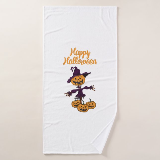 Joyeux épouvantail d'Halloween (Serviette de bain)