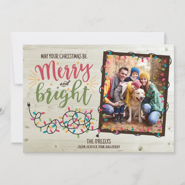 Joyeux et brillant Carte photo de Noël (Devant)
