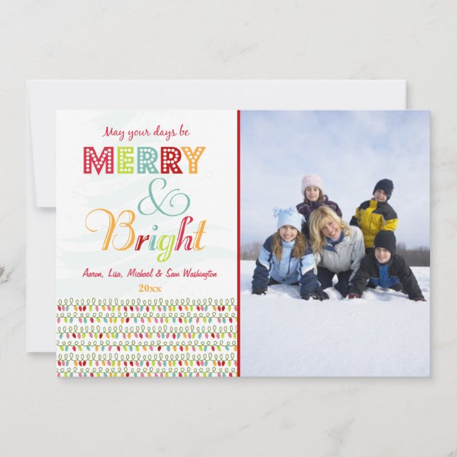 Joyeux et brillant carte photo de Noël (Devant)
