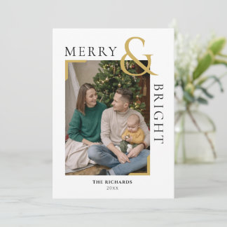 Joyeux et brillant Carte photo de Noël minimal