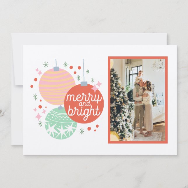 Joyeux et brillant Carte photo d'ornements de Noël (Devant)