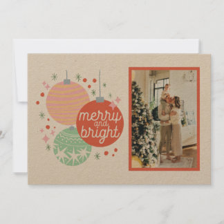 Joyeux et brillant Carte photo d'ornements de Noël