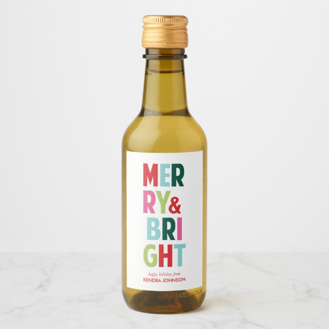 Joyeux et brillant couleur Mini Étiquette bouteill (Devant)