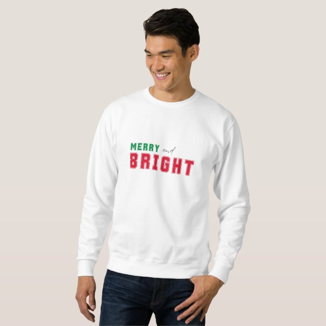 Joyeux et brillant Mens Sweat de Noël (Devant entier)