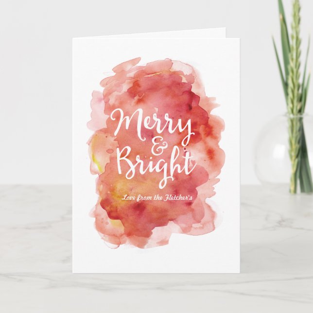 Joyeux et brillant Noël carte Aquarelle Splash (Devant)