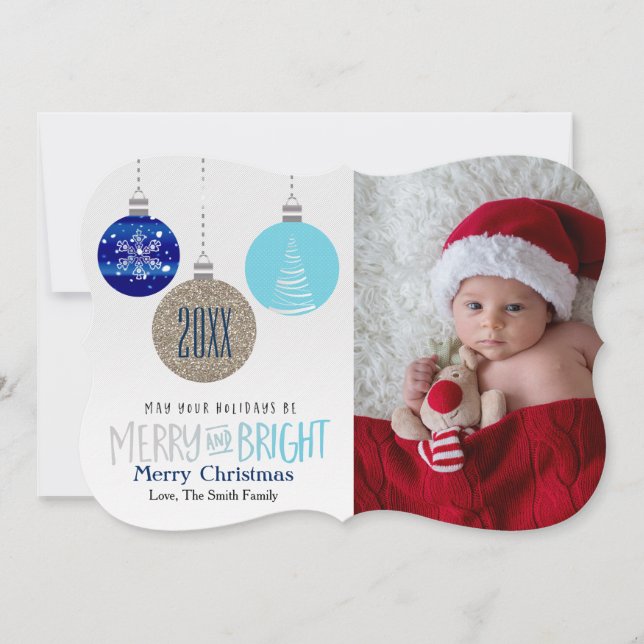 Joyeux et brillants ornements Hang Carte photo de  (Devant)