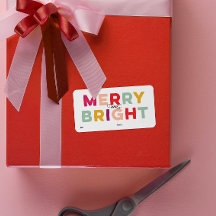 Joyeux et Étiquette cadeau coloré moderne
