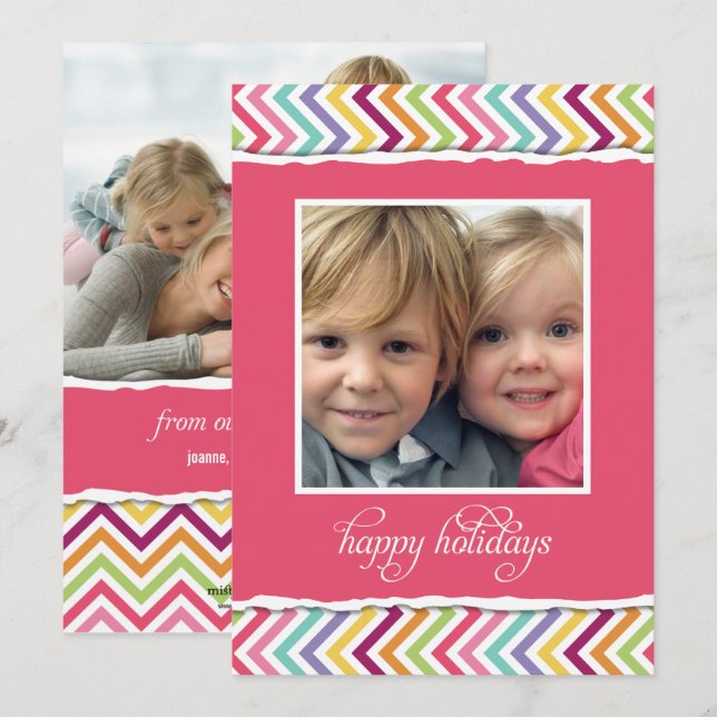 Joyeux et lumineux Carte photo de vacances double  (Devant / Derrière)