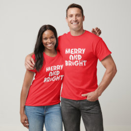 Joyeux et lumineux T-shirt de Noël rouge moderne