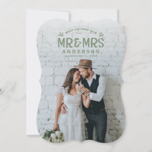 Joyeux et marié carte photo de mariage de Noël