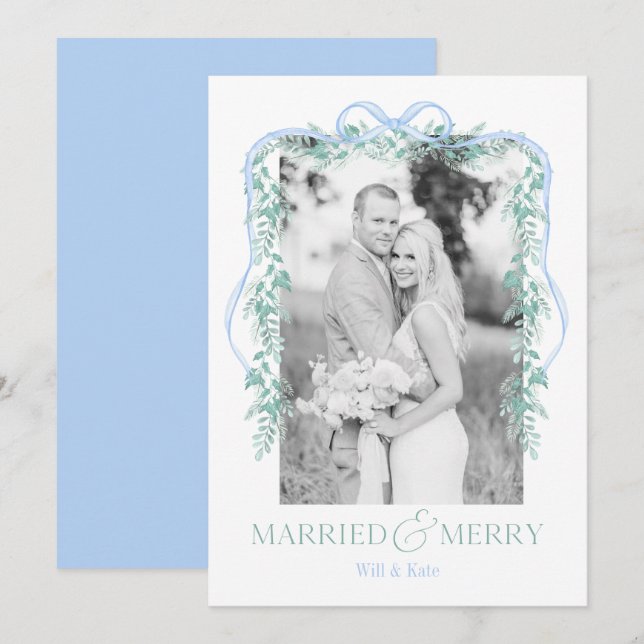 Joyeux et marié Grandmillenium Carte de Noël bleu (Devant / Derrière)