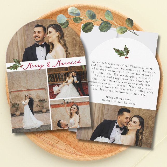 Joyeux et marié manuscrite 5 photo Carte de Noël (Créateur téléchargé)