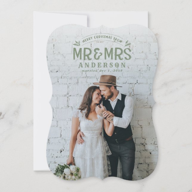 Joyeux et marié mariage de Noël carte photo (Devant)