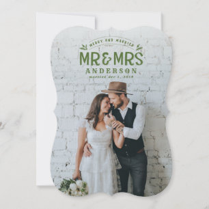Joyeux et marié mariage de Noël carte photo