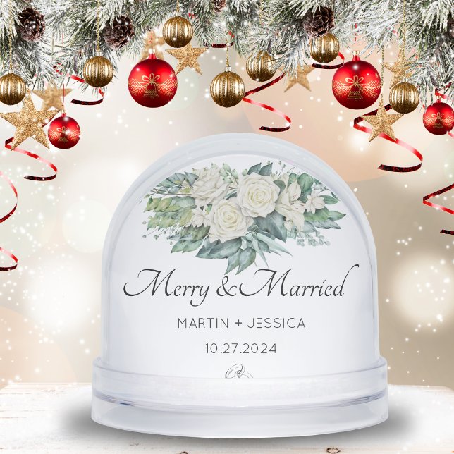 Joyeux Et Marié Notre Première Florale De Noël (Merry And Married Our First Christmas Floral Snow Globes)
