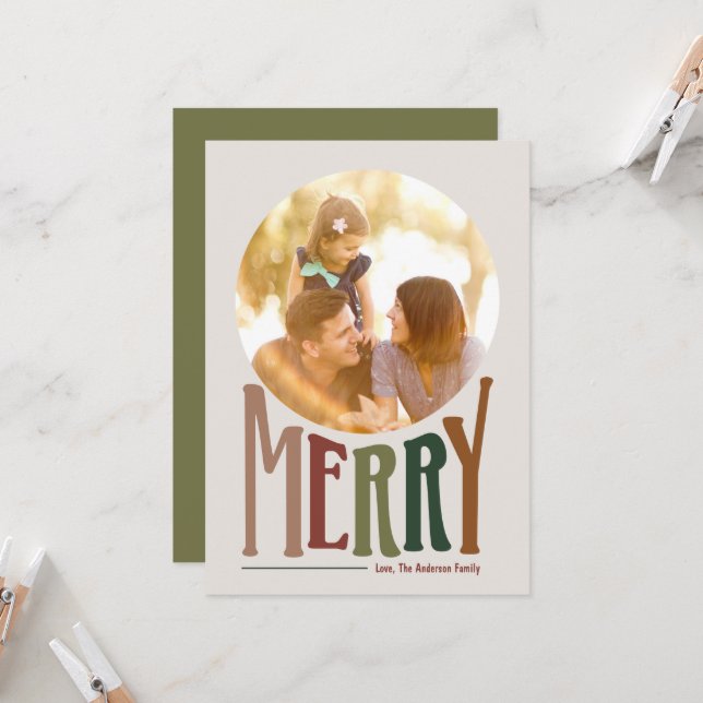 Joyeux et rétro Carte photo de Noël (Devant/Arrière en situation)