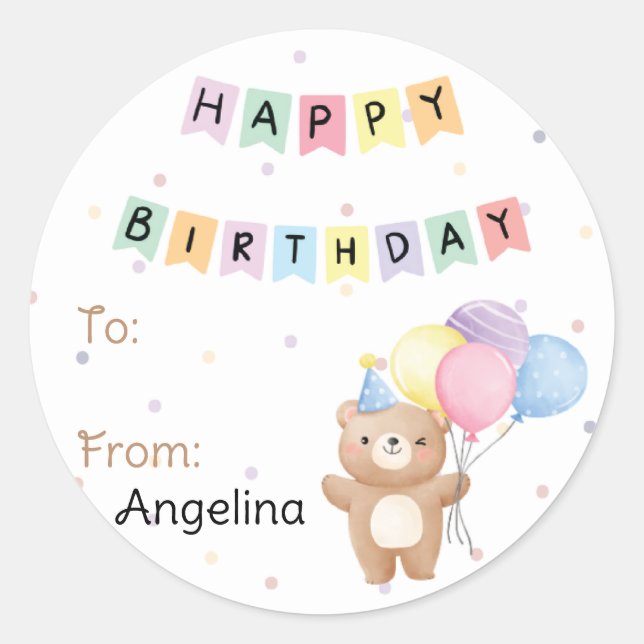 Joyeux Étiquette cadeau d'anniversaire pour les en (Devant)