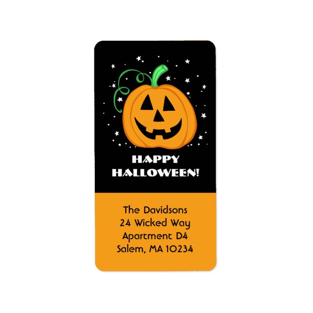 Joyeux Étiquette de adresse Citrouille Halloween (Devant)