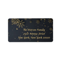 Joyeux Étiquette de adresse de Noël Gold Snowflake