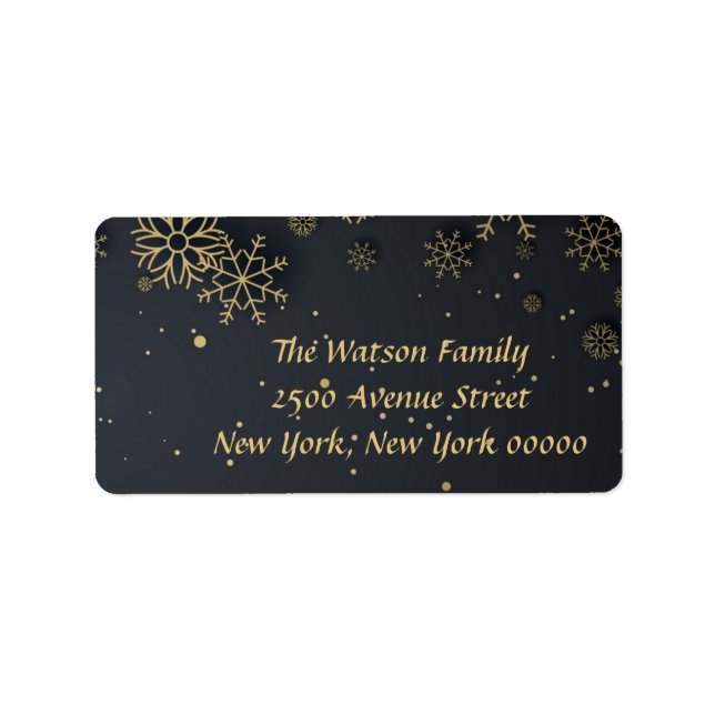 Joyeux Étiquette de adresse de Noël Gold Snowflake (Devant)