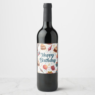 Joyeux Étiquette de bouteilles de vin d'anniversai