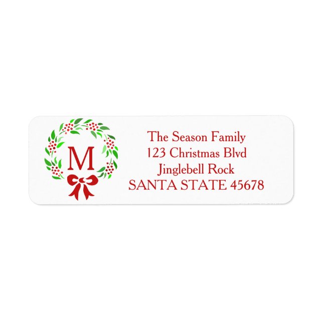Joyeux Étiquette de couronne monogramme de Noël (Devant)