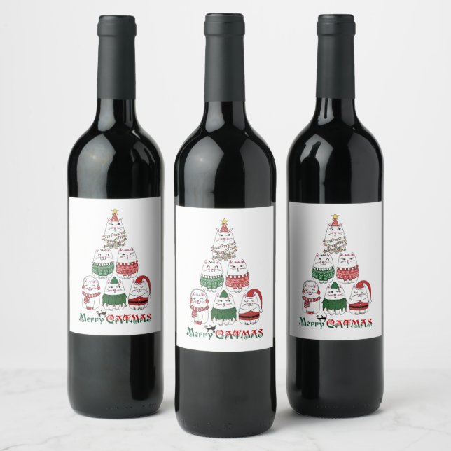 Joyeux Étiquette de nourriture et de boissons Catm (Bouteilles)