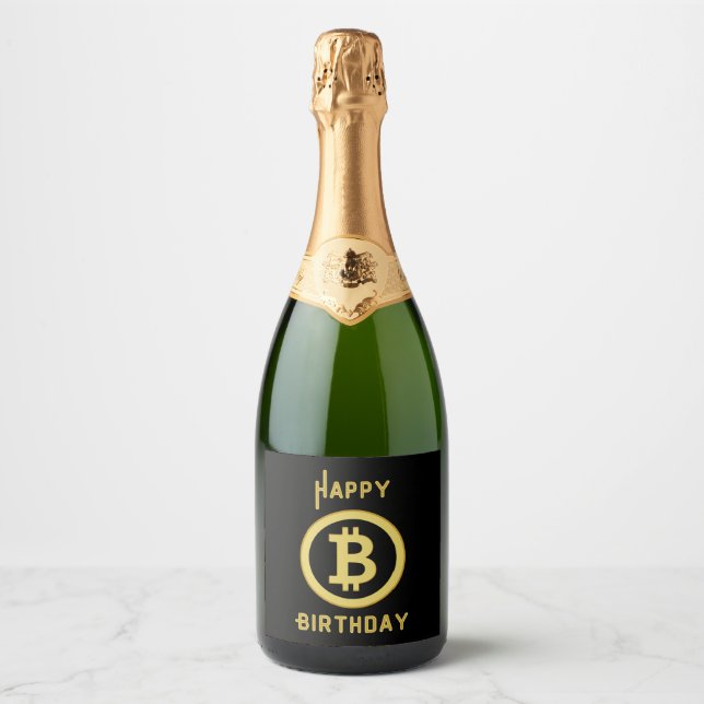 Joyeux Étiquette de vin Bitcoin Gold Sparkling (Devant)