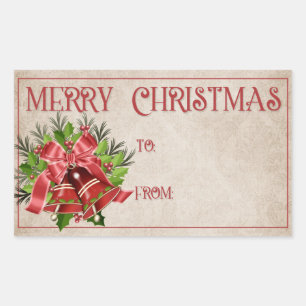 Joyeux Étiquettes cadeaux de Noël   Cloches rouges