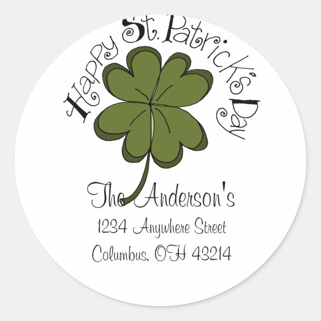 Joyeux Étiquettes de adresse de la Saint Patrick (Devant)