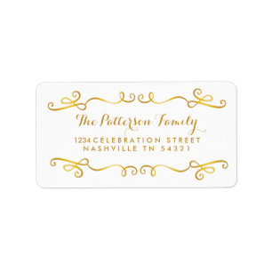 Joyeux étiquettes de adresse de retour goldtone