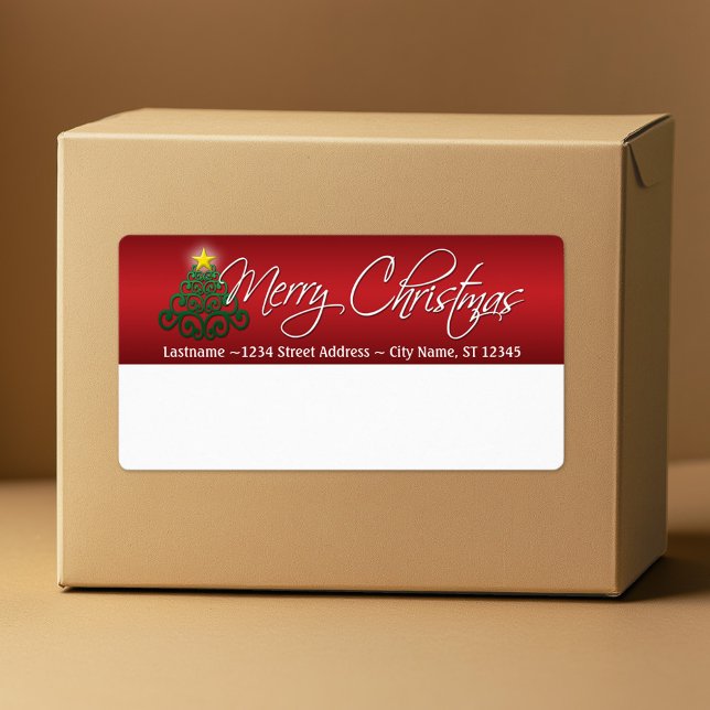 Joyeux Étiquettes de livraison de Noël (Custom Box Label with Merry Christmas Greeting)