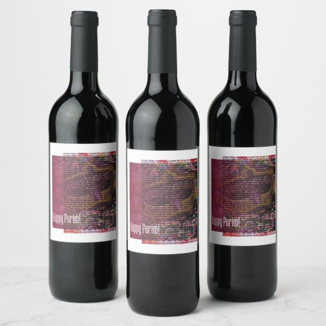 Joyeux Étiquettes de vin Purim pour Purim Party (Bouteilles)