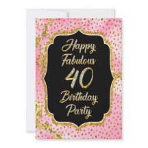 Joyeux Fabuleux 40e anniversaire Invitation Party