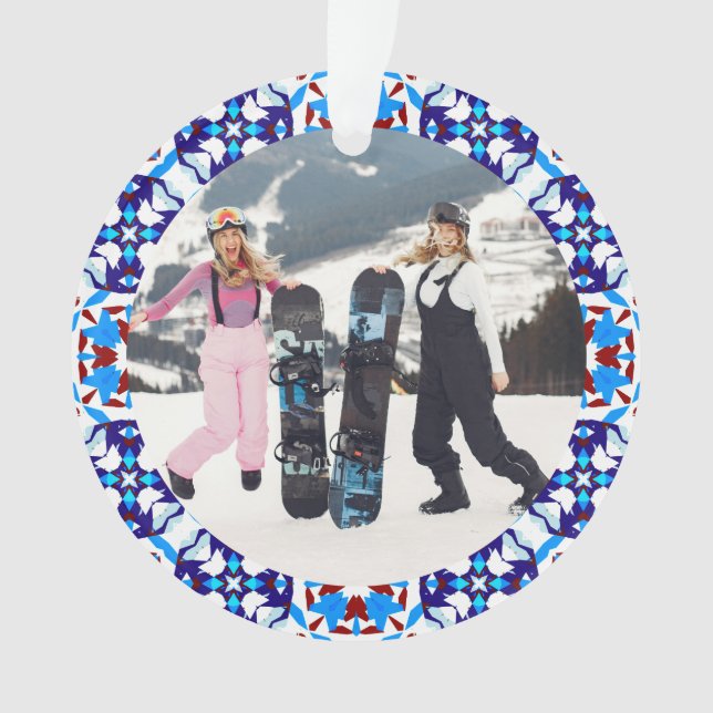 Joyeux Festif bleu Noël Photo Cadre (devant)