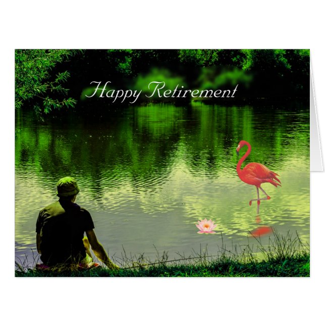 Joyeux Flamant rose de retraite et pêche humaine s (Devant horizontal)