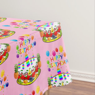 Joyeux gâteau aux fruits de nappes d'anniversaire