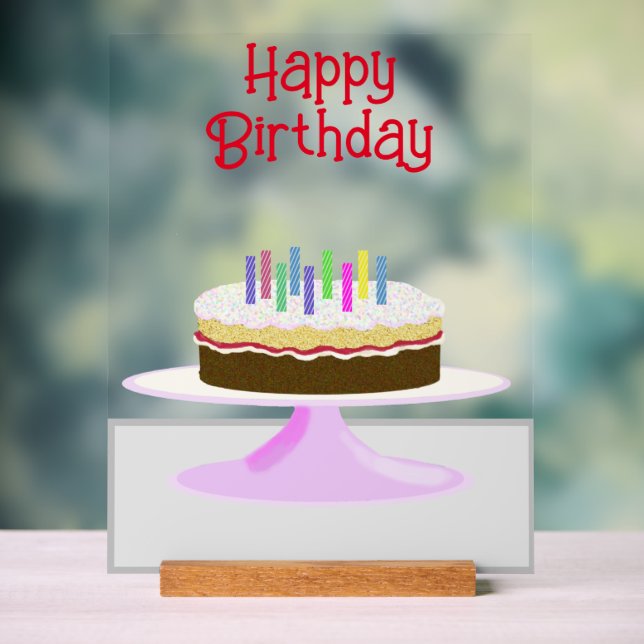 Joyeux gâteau d'anniversaire et bougies signe acry (Neutre)