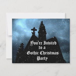 Joyeux Gothique invitations bleu Noël