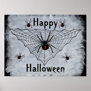 Joyeux Halloween Affiche Toile d'Araignée Veuve No
