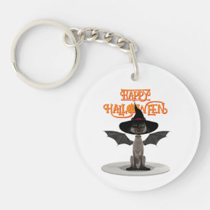 Joyeux Halloween. Chat avec ailes et casquette de