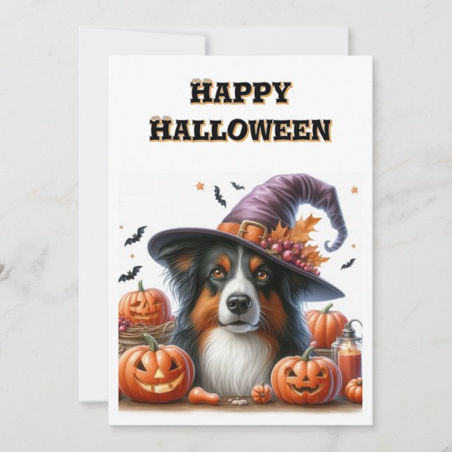 Joyeux Halloween de chien mignonne carte de vacanc (Devant)