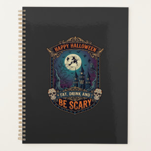 Joyeux Halloween Sorcière Château Crânes Gras Boir