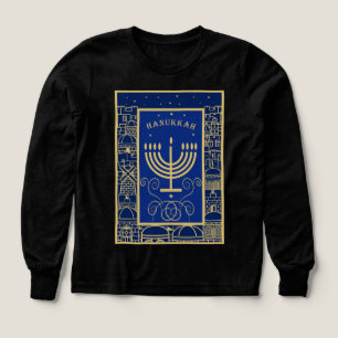 Joyeux Hanukkah Menorah en or Fête juive