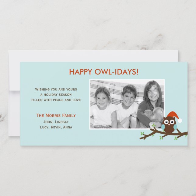 Joyeux hibou-idays ! Carte photo de vacances (Devant)