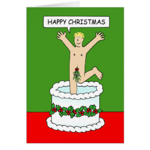 Joyeux homme de Noël sauter d'un gâteau
